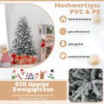 Kunstkerstboom, 180 cm, dennenboom met 260 ledlampen en sneeuw, 8 transformatiemodi, kerstboom met dichte takken