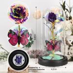 De mooie en het Beest Eeuwige Rose, Galaxy Rose, cadeau voor vriendin, roos in een glazen koepel met ledlicht, cadeau voor mama (paars)