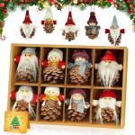 Kleine kerstversiering, 8 stuks dennenappels, kerstboom, kerstkabouter, kleine dennenappels, decoratie, mini-kabouter, boomversiering, Kerstmis, decoratieve kabouter, kersthanger