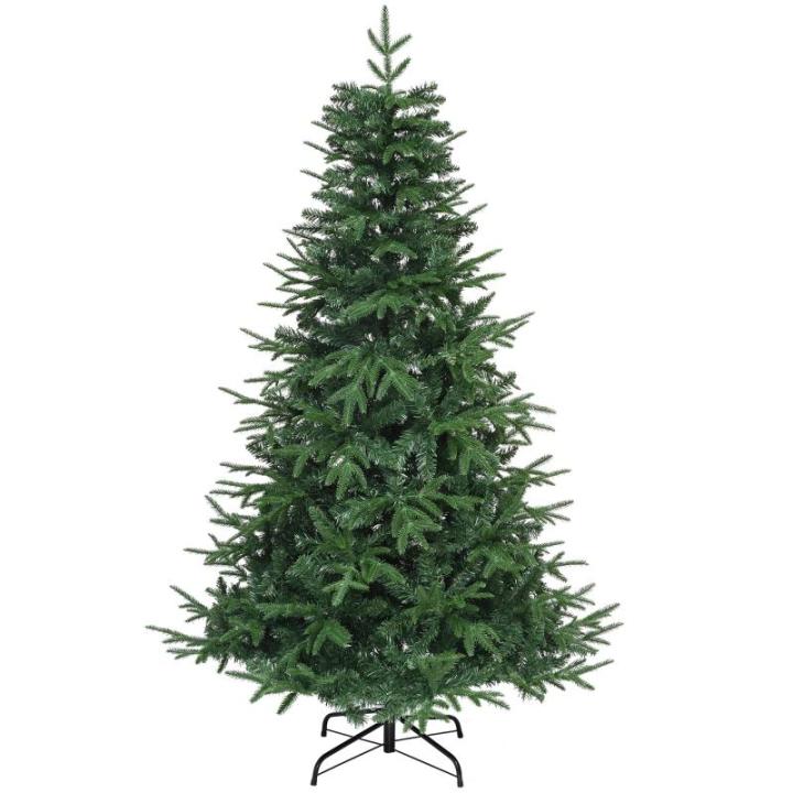 Premium kunstkerstboom, 212 cm, ca. 1100 takpunten, PE spuitgietwerk en pvc, natuurgetrouwe dennenboom met klapsysteem en metalen standaard, snelle montage voor thuiswinkels, 212 x