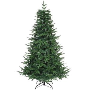 Premium kunstkerstboom, 212 cm, ca. 1100 takpunten, PE spuitgietwerk & pvc, natuurgetrouwe dennenboom met metalen standaard en klapsysteem, snelle montage voor thuiswinkels, 212 x 