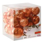 koperoranje kerstbalornamenten voor kerstversiering - 36 stuks kerstboom onbreekbare ornamenten met ophanglus voor vakantie- en feestdecoratie (combo van 6 stijlen in 3 maten)