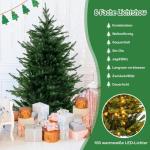 Kunstkerstboom met verlichting, scharnierende kerstboom met 8 verlichtingsstanden, 180 warm witte LED-lampjes, kerstboom, kunstkerstboom voor thuis, kantoor, 136 cm hoog