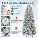 Kunstkerstboom met verlichting, 180 cm, pop-up dennenboom met 170 warmwitte ledlampen en 517 takuiteinden, gevlokte kerstboom, kunstboom voor thuis, bedrijf en kantoor