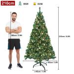 Kunstkerstboom, 210 cm, met verlichting, groen, pvc, edele dennenboom, snelle montage, vuurvast, met kerstboomstandaard (2,1 m, groen)