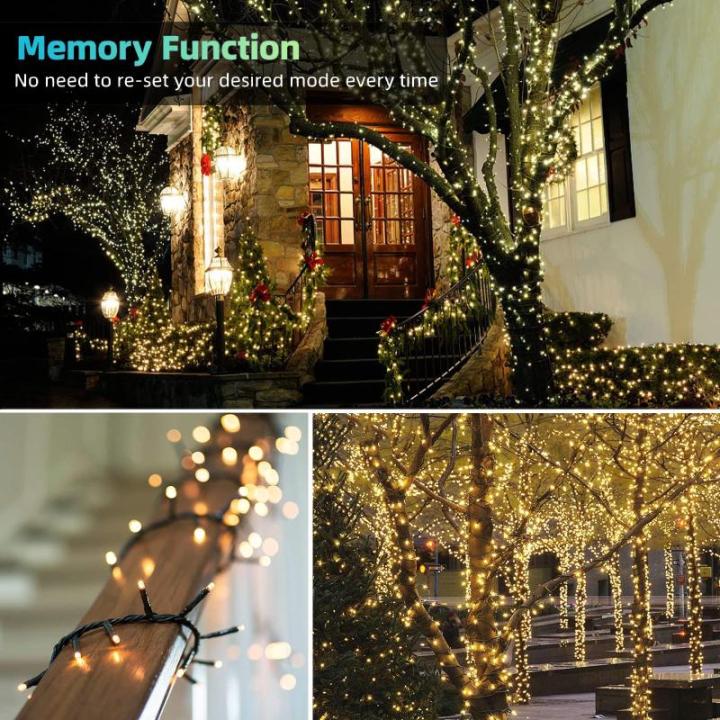 Kerstboomverlichting Warm Wit, 20M 200 LED Lichtsnoer, Waterdicht Lichtketting, Kerstlichtsnoer, voor en buiten, 8 verlichtingsmodi, Timerfuncties, Decoratie Kerstmis