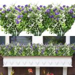 6Pcs Nep Planten Outdoor Plastic UV Bestand Kunstplanten Faux Bloem Planten Bulk Voor Indoor Outdoor Opknoping Planter Tuin Venster Doos Thuis Bruiloft Decor