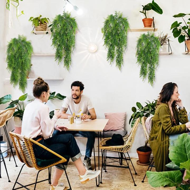 4 stuks 80 cm hangende planten kunstmatige varen groene bladeren groene planten plastic planten Perzische klimplanten voor buiten balkon muur bruiloft tuin decoratie