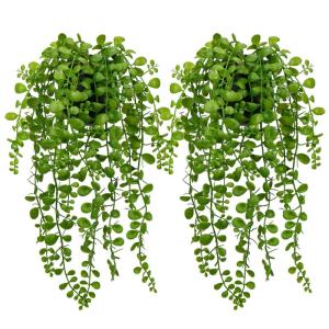 2 stuks kleine kunstmatige hangende planten decoratieve nep potplanten, faux trailing grasgroen binnen buiten voor thuis, tuin, woonkamer, slaapkamer, plank, muurdecoraties