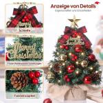 Mini-kerstboom Kleine kerstboom met verlichting, led, tafelkerstboom, klein, kunstmatig versierd voor kerstdecoratie, 40 cm (rood met goud)