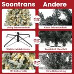 Niwa Kerstboom met verlichting, versierde flock-look, 2-in-1 kunstkerstboom met lichtketting, 200 warm wit licht en 400 PE + pvc-takken, opvouwbare dennenboom (H150 cm)