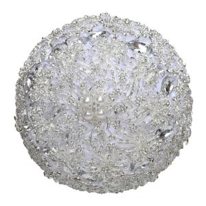 Silber Hochzeitsstrauß handgemachter Luxus Brautstrauß, Brautstrauß mit Silber-Luxus-Kunstdiamant mit Kristallgriff aus Bergkristall (weiß, One size)