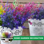 Kunstmatige lavendel bloemen, 8 bundels nep decoratieve bloemen buiten kunstmatige lavendel plant boeket plastic faux bloem voor tuin