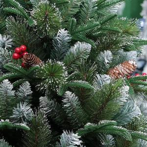 Künstlicher Weihnachtsbaum mit Schneebeflockung, Tannenzapfen, Beeren, Metallständer und Aufklappbaren Zweigen, Als Dekoration für Feiertagspartys(1.2m/4ft)