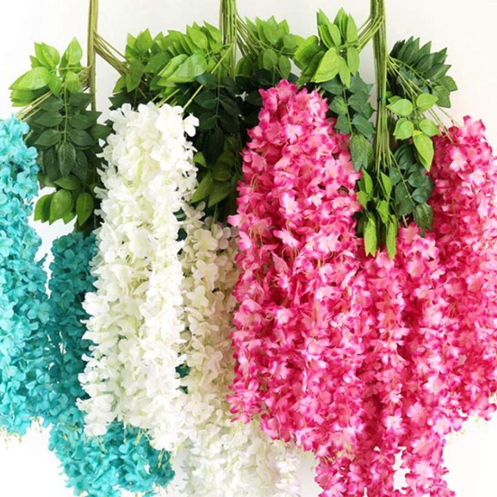 12er-Pack (43,3 Zoll) künstliche Glyzinien-Rebe, künstliche Glyzinien, hängende Seidengirlande, Lange hängende Buschblumenkette, für Zuhause und Party