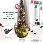 Künstlicher Bleistiftbaum 210 cm mit 150 LED-Lichtern, Halber Weihnachtsbaum mit 403 Zweige & Metallständer, Christbaum Tannenbaum Weihnachtsdekoration für Haus Geschäfte Büro