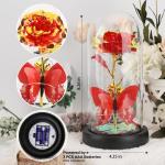 De eeuwige roos "Belle und the Beast", Galaxy Rose, cadeau voor vriendin, roos in een glazen koepel met ledlicht, cadeau voor mama (rood)