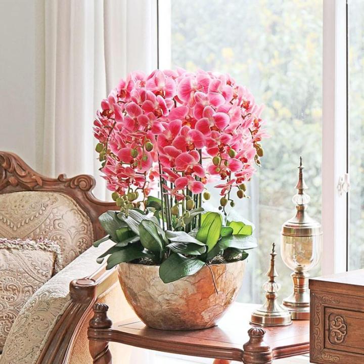 Kunstblumen Künstliches Phalaenopsis-Blumenarrangement – ​​Seidenorchideen für Heimdekoration, Hochzeiten, Partys und Büro – lebensecht für jeden Anlass