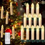 12 verpakkingen warmwit, op batterijen werkende, waterdichte, vlamloze drijvende kaarsen met afstandsbediening en dimbaar, kerstkaarsen warm wit - voor de kerstboomdecoratie thuis