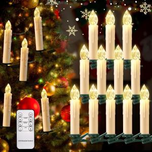 12 verpakkingen warmwit, op batterijen werkende, waterdichte, vlamloze drijvende kaarsen met afstandsbediening en dimbaar, kerstkaarsen warm wit - voor de kerstboomdecoratie thuis