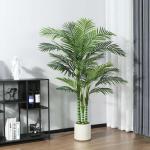 Kunstpalm, 150 cm, grote areca palm in witte pot, , kunstpalm voor huis, woonkamer, slaapkamer, kantoor, balkon, tuindecoratie