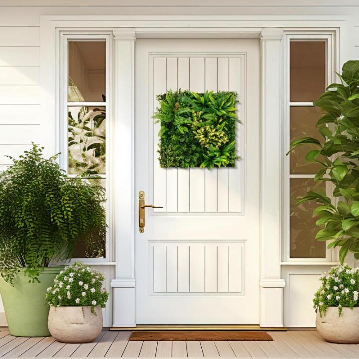 Set van 2 kunstheggen, plantenwand, 50 x 50 cm, panelen met veelzijdige kunstplanten, gesimuleerd gazon, wandpanelen, wandplanten, kunstplant voor muur, balkon, tuin, groen (11 soo