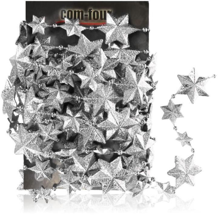 slinger met sterren - Kerstslinger - Sterrenslinger voor kerstdecoratie - Kerstdecoratie voor kerstboom - 500 cm (Set02 - zilver/sterren)