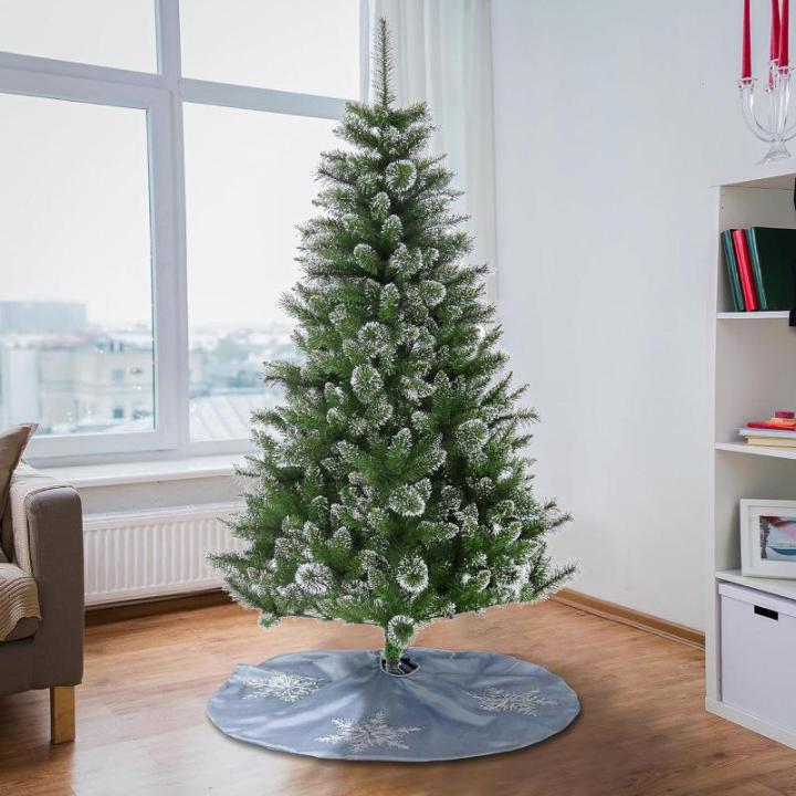 6 Fuß künstlicher Weihnachtsbaum, schneebeflockter schmaler Weihnachtsbaum mit PVC-Zweigspitzen, Metallscharnieren und faltbarem Sockel, ideal als Dekoration für Feiertage, Zuha