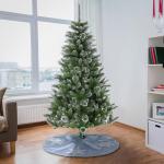 6 Fuß künstlicher Weihnachtsbaum, schneebeflockter schmaler Weihnachtsbaum mit PVC-Zweigspitzen, Metallscharnieren und faltbarem Sockel, ideal als Dekoration für Feiertage, Zuha