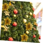 7 Stück Künstliche Blumen Weihnachtsdekoration Künstliche Weihnachtsblumen Stoff Weihnachtsstern Künstliche Blumen Girlanden Bodenaufkleber Für Bänder Festliches