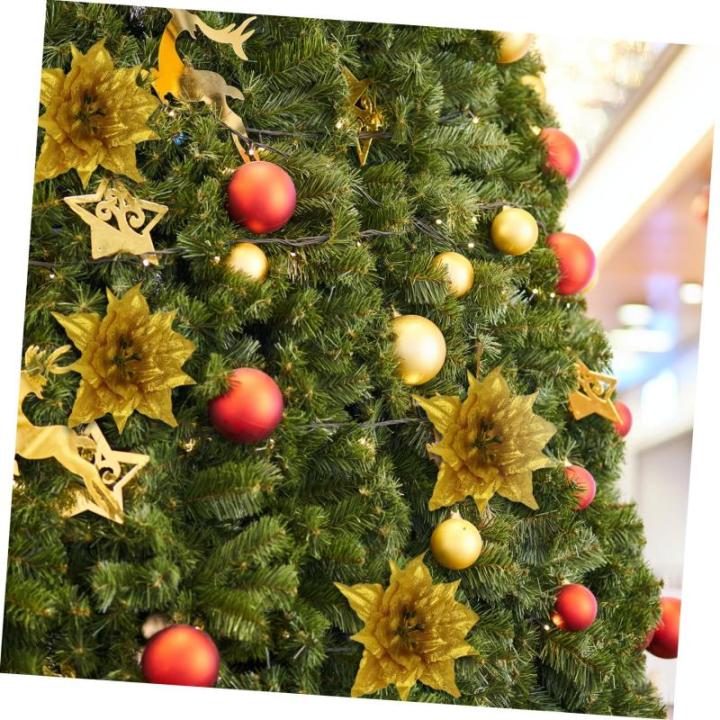 7 Stück Künstliche Blumen Weihnachtsdekoration Künstliche Weihnachtsblumen Stoff Weihnachtsstern Künstliche Blumen Girlanden Bodenaufkleber Für Bänder Festliches
