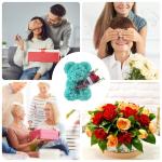 Valentijnsdag rozenbeer cadeau voor haar rozenbeer schattige teddybeer, kunstrozenbeer met rozenboeket, romantische rozen teddybeer cadeau voor Kerstmis