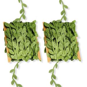 2 rollen kunstwijnstokken, 20 m groene plantenlint, , bladeren, slinger, groene decoratie, sierband, klimopbladeren, sierband voor muur, bruiloft, knutselen, feest, woondecoratie