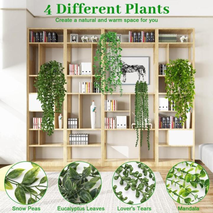 4 stuks kunsthangplanten, 55-80 cm hanger, met pot, kunststof hangende planten voor bruiloft, tuin, huis, balkon, decoratie