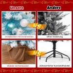 90 cm Mini künstlicher Weihnachtsbaum, Tannenbaum klein mit Schnee & Zementbasis, Chirstbaum mit 136 Spitzen, 12 Wattekugeln & 24 Weihnachtskugeln, Kunstbaum Dekobaum für Zuhause