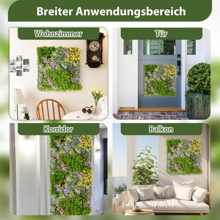 Set van 2 kunstheggen, plantenwand, 50 x 50 cm, panelen met veelzijdige kunstplanten, gesimuleerd gazon, wandplanten, kunstplant voor muur, balkon, tuin, groen (10 soorten)