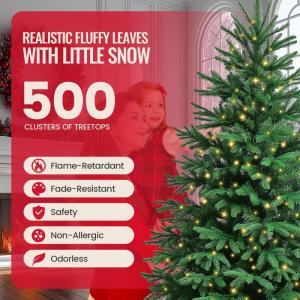 Kuro sagol Künstlicher Weihnachtsbaum Tannenbaum 150cm, Ø 80cm, 500 Spitzen, schwer entflammbar, realistischer Christbaum Tanne mit Ständer, innen außen