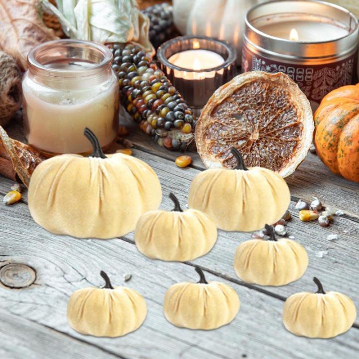 7X Künstliche Kürbisse Dekorative Kürbisse Dekoration Korb Füller Kürbisse für Tisch Mittelstücke Herbst Party Liefert, B