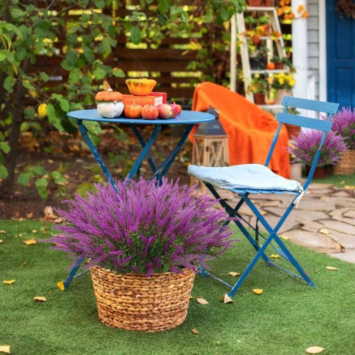 12 bundels kunstbloemen, balkon, weerbestendig, kunstbloemen, outdoor, uv-bestendig, , plastic boeket, voor balkonbakken, tuin, raam, decoratie, fuchsia