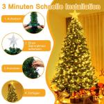 Lichtsnoer kerstboom met ring en topper ster, 400 leds, kerstverlichting, warmwit, 2 m x 16 strengen, 8 modi, waterdichte kerstverlichting, binnen en buiten, voor Kerstmis