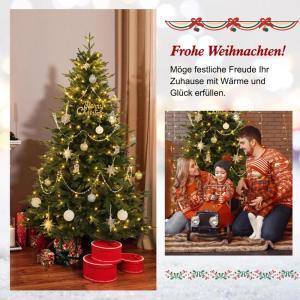 Kunstkerstboom met 250 leds, PE & pvc, diameter ca. 124 cm, met sneeuw, 180 cm, 1000 takpunten, metalen gewrichten en inklapbare standaard, kerstboom voor kantoor, thuis, winkel, f