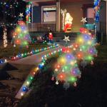 Kunstkerstboom met lichtketting, voor buiten, op zonne-energie, 85 cm, led-kerstboom met 14 kerstballen, kerstdecoratie, outdoor, decoratie op zonne-energie, voor buiten, tuin, kle