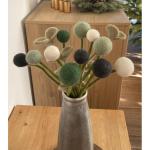 8 vilten bloemen, bloemengroet, groene weide, bloemenboeket, fair trade, handgemaakt (groen), 32 cm