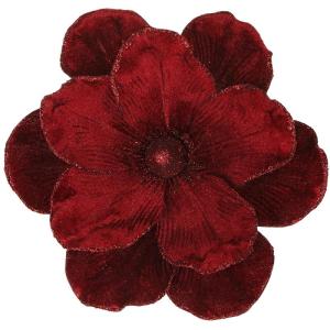 große Glitzer-Weihnachtsblumen, 6 Stück, künstliche Magnolien-Blumen, Samt, gefaltet, Weihnachtsbaum, Blumen, Dekorationen, Weihnachtsbaum, Neujahr Home Ornamente (Wein Rot)