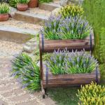 voor buiten, 10 stuks namaapgras met bloemen, uv-bestendig, herfstplanten, balkonplanten voor binnen en buiten, tuin, raam, bruiloft, tafel, woondecoratie (paars)