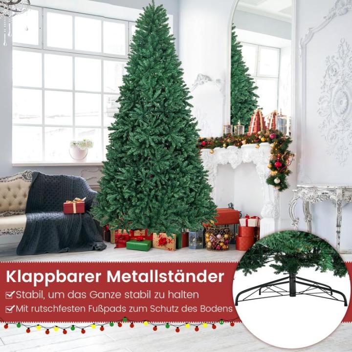 Kunstkerstboom, 180/225/275 cm, dennenboom met metalen standaard, kunstboom kerstklapsysteem, pvc-naalden, ideaal voor thuis, kantoor, winkels en hotels, groen (275 cm)