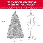 Onin, kunstkerstboom met kunstsneeuwcoating op punten, met 850 takken en houten standaard, inclusief 75 PE-spuitgietwerk en 775 pvc-punten, klapsysteem (H180 cm)