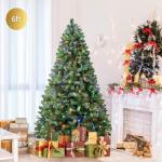 Kunstkerstboom, 180 cm, met verlichting, 330 warmwitte en meerkleurige lampen, 8 transformatiemodi, 1018 takken en opvouwbare metalen standaard