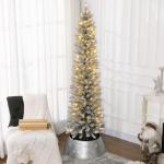 Kunstkerstboom, 210 cm met 180 ledlampen, 405 takken, opvouwbare standaard, voor kerstfeest, binnen, groen + wit