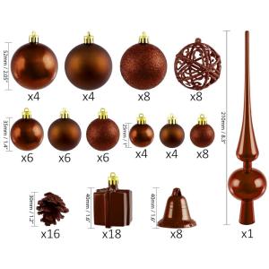 Set met boompiek, 101-delig, kerstboomversiering